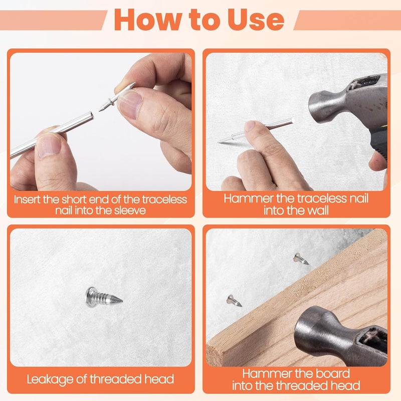 Deozu 100 Pcs Double-Head Skirting Nails with 1 Pcs Sleeve Tool, Double Sided Nails, Double-Headed Nail, Double Head Skirting Nail Tool - Image 4